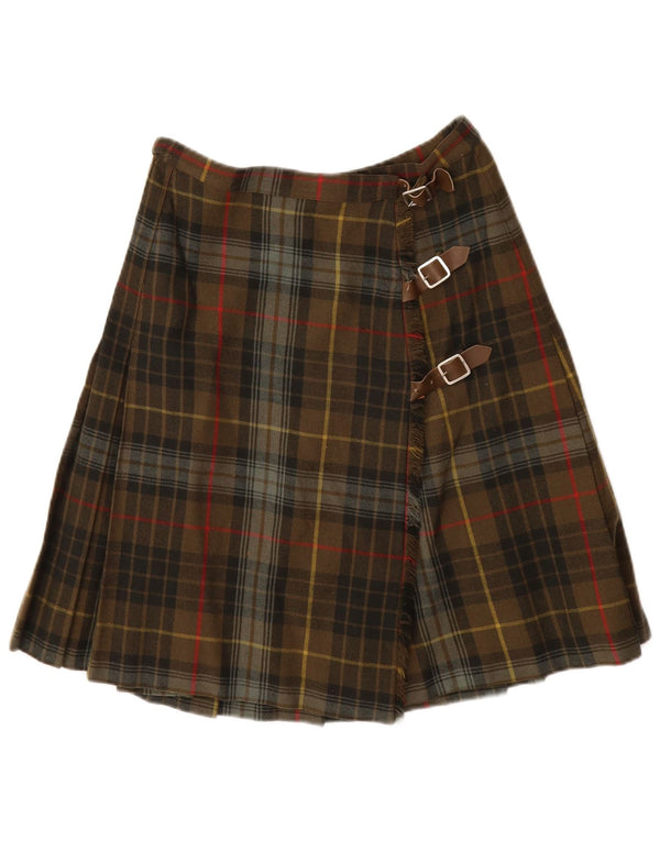 ВИНТАЖНАЯ женская юбка с запахом W28 в клетку цвета хаки среднего размера