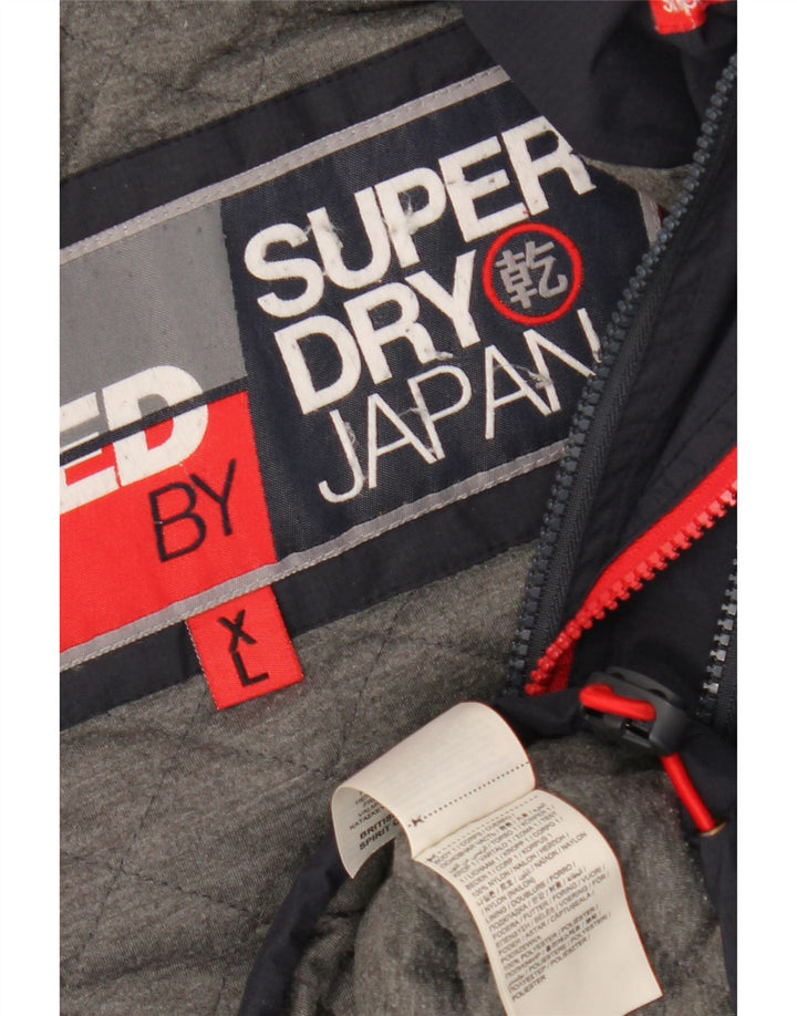 SUPERDRY Женская ветровка с капюшоном UK 18 XL Темно-синий нейлон