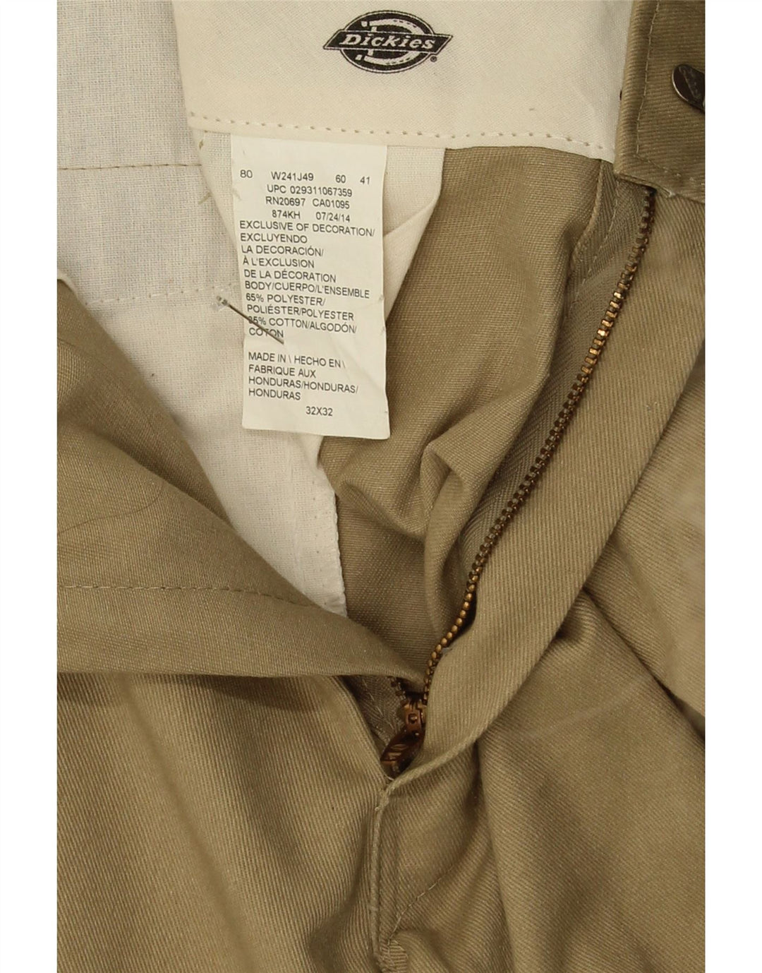 Мужские прямые брюки чинос Dickies W32 L32 бежевого цвета из полиэстера