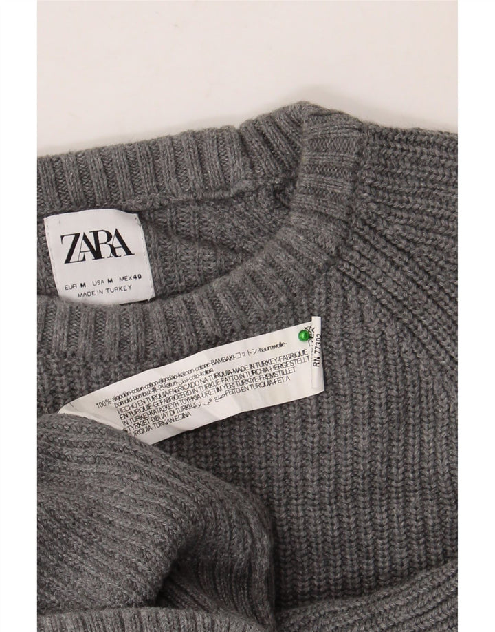 Мужской джемпер с вырезом «лодочка» Zara, хлопковый средний серый цвет