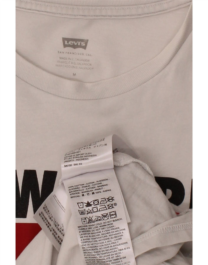 LEVI'S Womens Graphic T-Shirt Top UK 14 Medium White Cotton Vintage Levi's and Second-Hand Levi's from Messina Hembry 