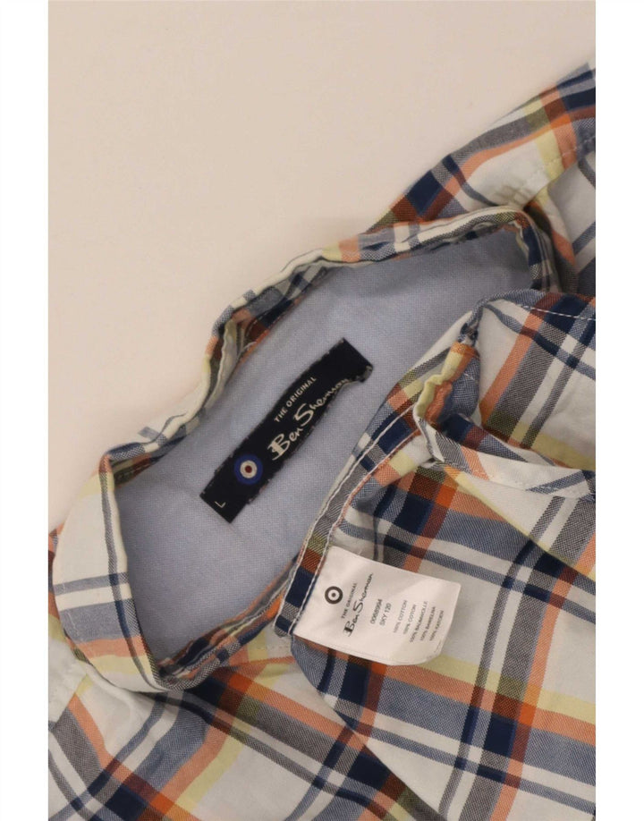 Мужская рубашка с коротким рукавом Ben Sherman, большая синяя клетка, хлопок