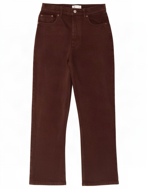Женские прямые джинсы Zara EU 38, маленькие W28 L27, коричневые, хлопок