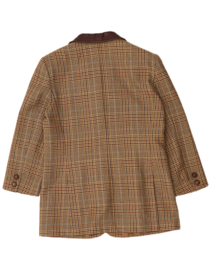 Женский пиджак на 3 пуговицах Luisa Spagnoli IT 46, большой бежевый с узором "гусиные лапки"