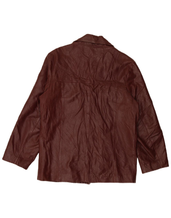 ВИНТАЖНЫЙ Мужской кожаный пиджак на 4 пуговицах IT 50, большой бордовый кожаный кожаный пиджак