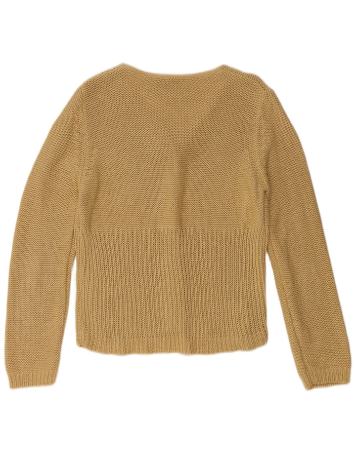 RASPBERRY Womens Cardigan Sweater UK 10/12 Small Beige Cotton