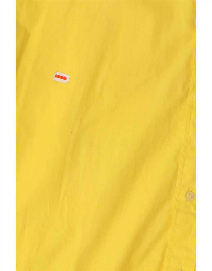 BENETTON Мужская рубашка с коротким рукавом XL, желтый хлопок