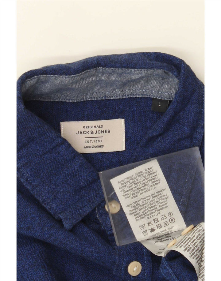 Мужская рубашка Jack & Jones, темно-синяя, хлопковая, большая