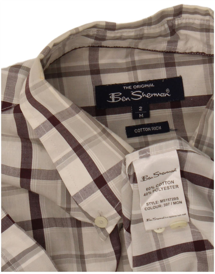 Мужская рубашка с коротким рукавом Ben Sherman, хлопковая клетка среднего серого цвета