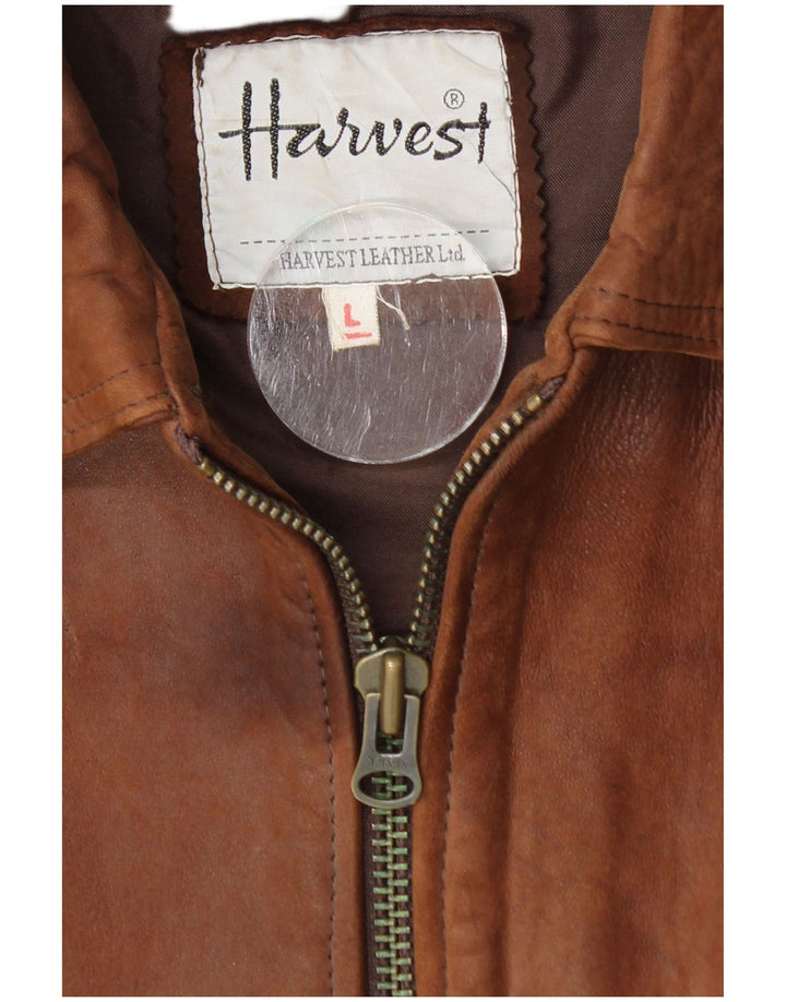Мужская кожаная куртка Harvest UK 40, большая коричневая кожа