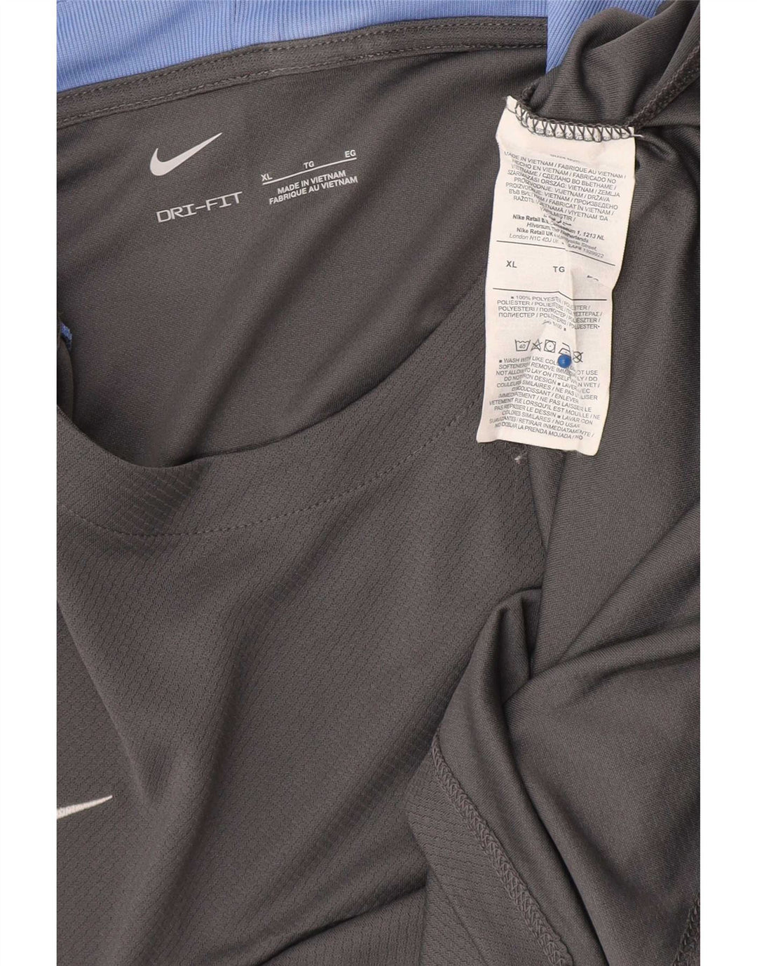 Мужская футболка Nike Dri Fit Top XL, серый полиэстер с цветными блоками
