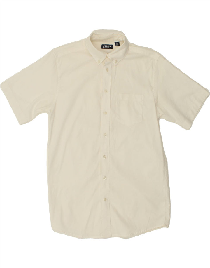 CHAPS Boys Stretch Short Sleeve Shirt 14-15 Years Large  White Cotton Vintage Chaps and Second-Hand Chaps from Messina Hembry 