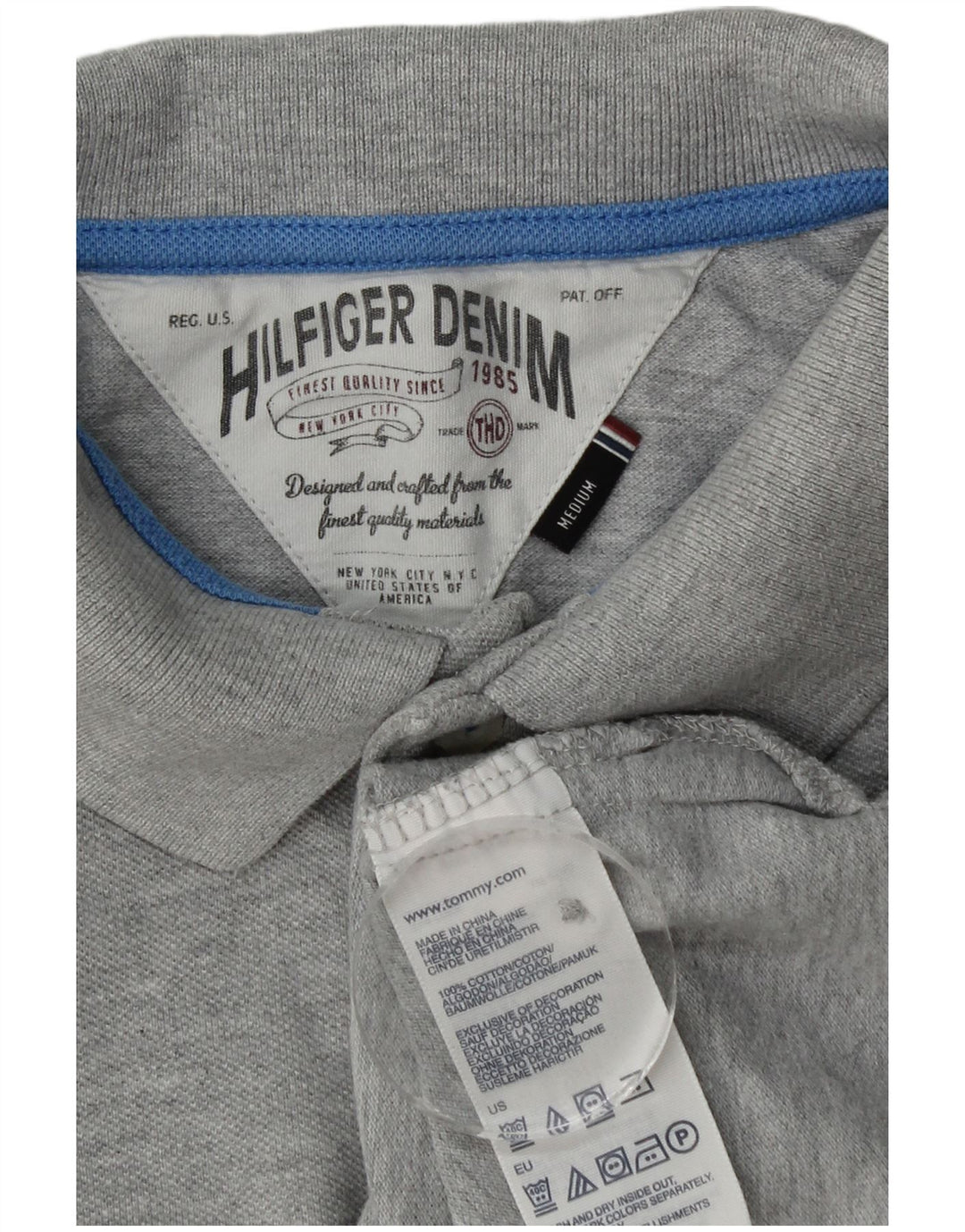 Мужская рубашка-поло с рисунком Tommy Hilfiger, хлопковая ткань среднего серого цвета с крапинками
