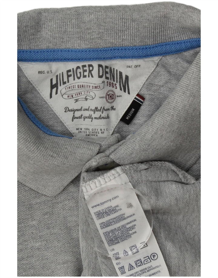 Мужская рубашка-поло с рисунком Tommy Hilfiger, хлопковая ткань среднего серого цвета с крапинками