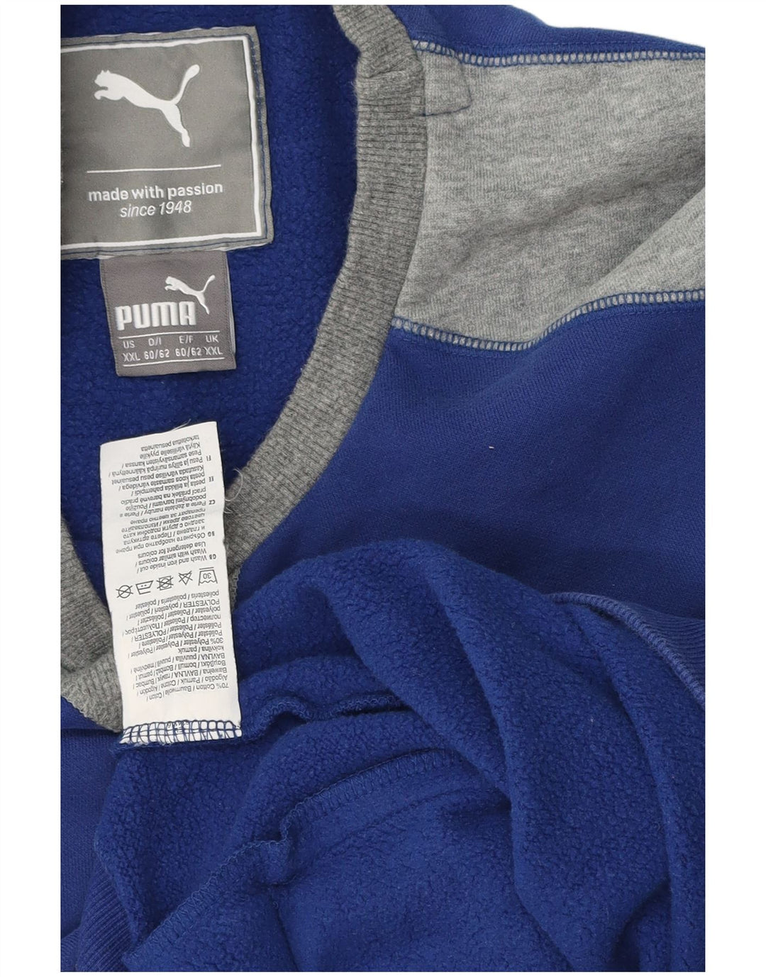 Мужской свитшот с рисунком Puma, 2XL, синий, хлопок с цветными блоками