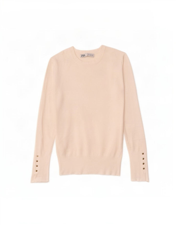 Женский джемпер с круглым вырезом Zara UK 10, маленький белый