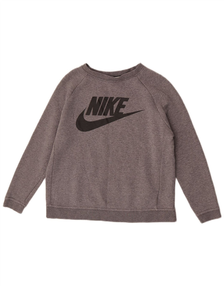 Женский свитер с рисунком Nike UK 14, хлопковый джемпер среднего серого цвета с крапинками