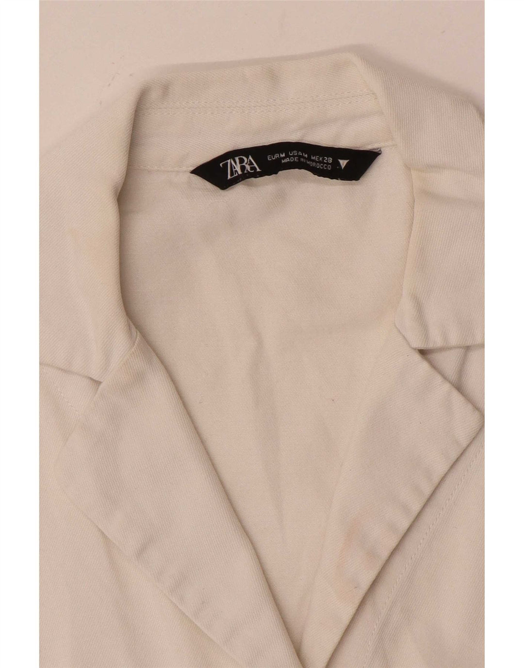 Женская укороченная блузка-рубашка с коротким рукавом оверсайз Zara UK 14, средний белый цвет