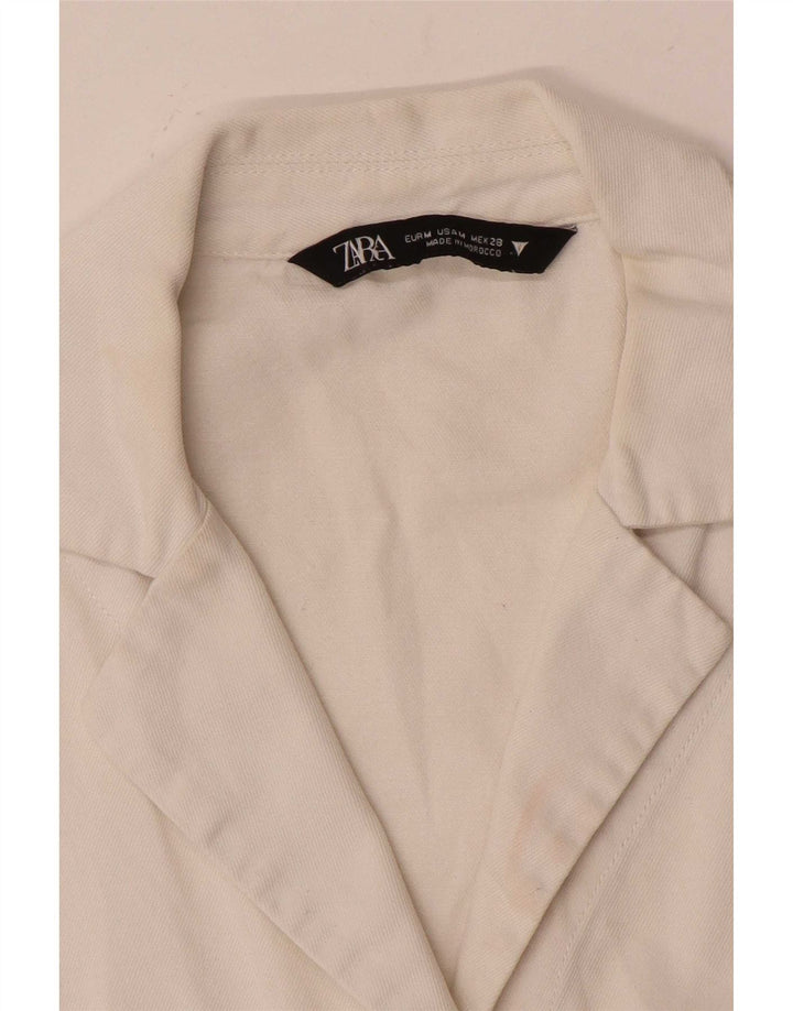 Женская укороченная блузка-рубашка с коротким рукавом оверсайз Zara UK 14, средний белый цвет