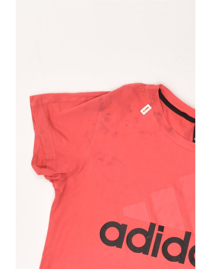 ADIDAS Womens Graphic T-Shirt Top UK 12/14 Medium Red Cotton | Vintage Adidas | Thrift | Second-Hand Adidas | Used Clothing | Messina Hembry 