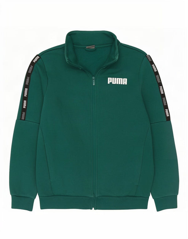 Puma Мужской спортивный костюм с графическим рисунком, верхняя куртка, средний зеленый цвет, хлопок с цветными блоками