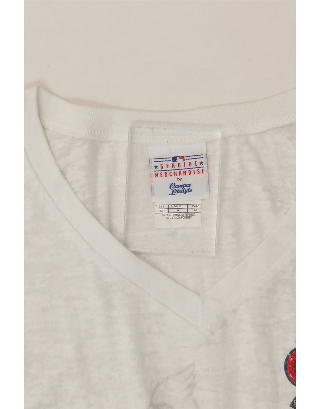 GENUINE MERCHANDISE Womens Graphic T-Shirt Top UK 12 Medium White Vintage Genuine Merchandise and Second-Hand Genuine Merchandise from Messina Hembry 