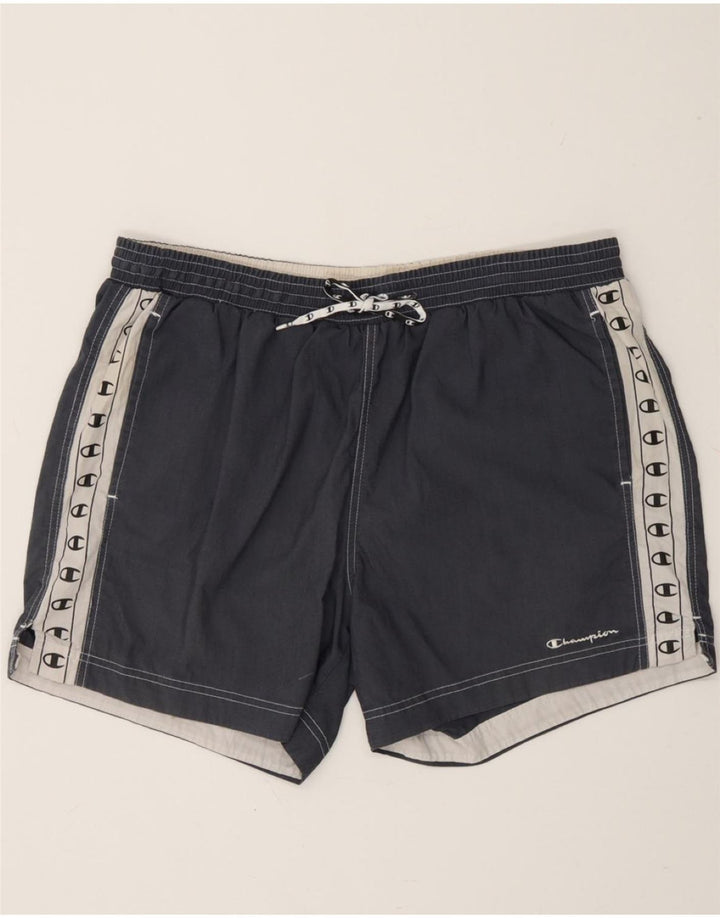CHAMPION Mens Graphic Swimming Shorts XL Grey Colourblock Vintage Champion and Second-Hand Champion from Messina Hembry 