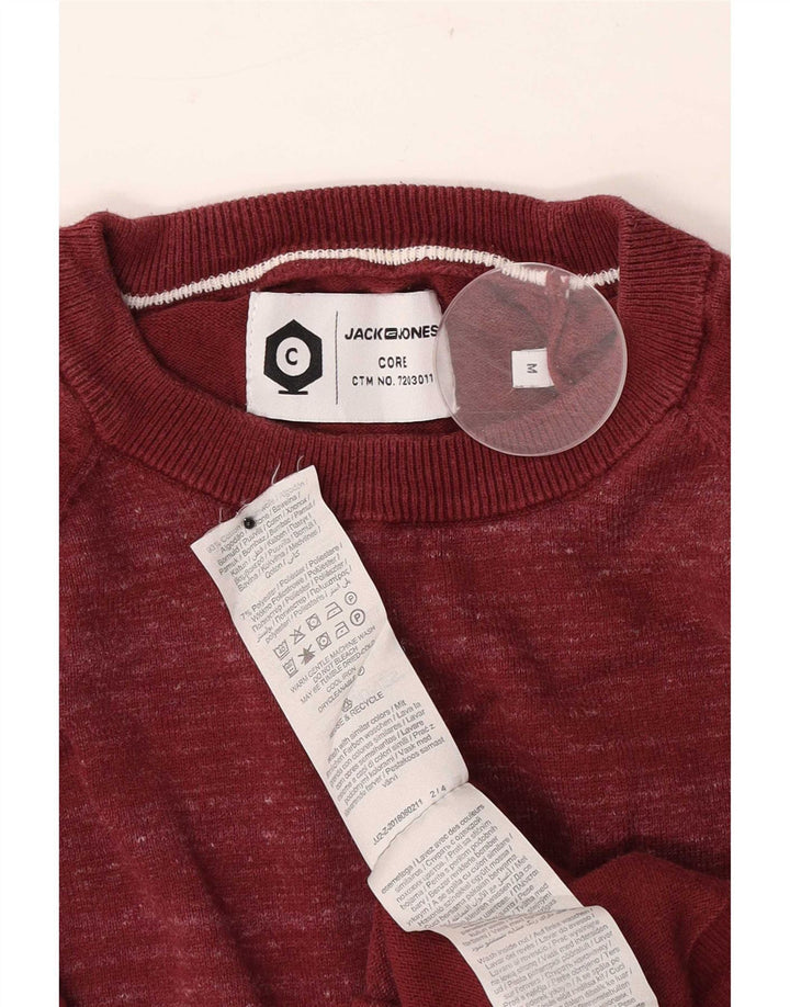 Мужской джемпер с круглым вырезом Jack & Jones, хлопковый свитер среднего красного цвета с крапинками