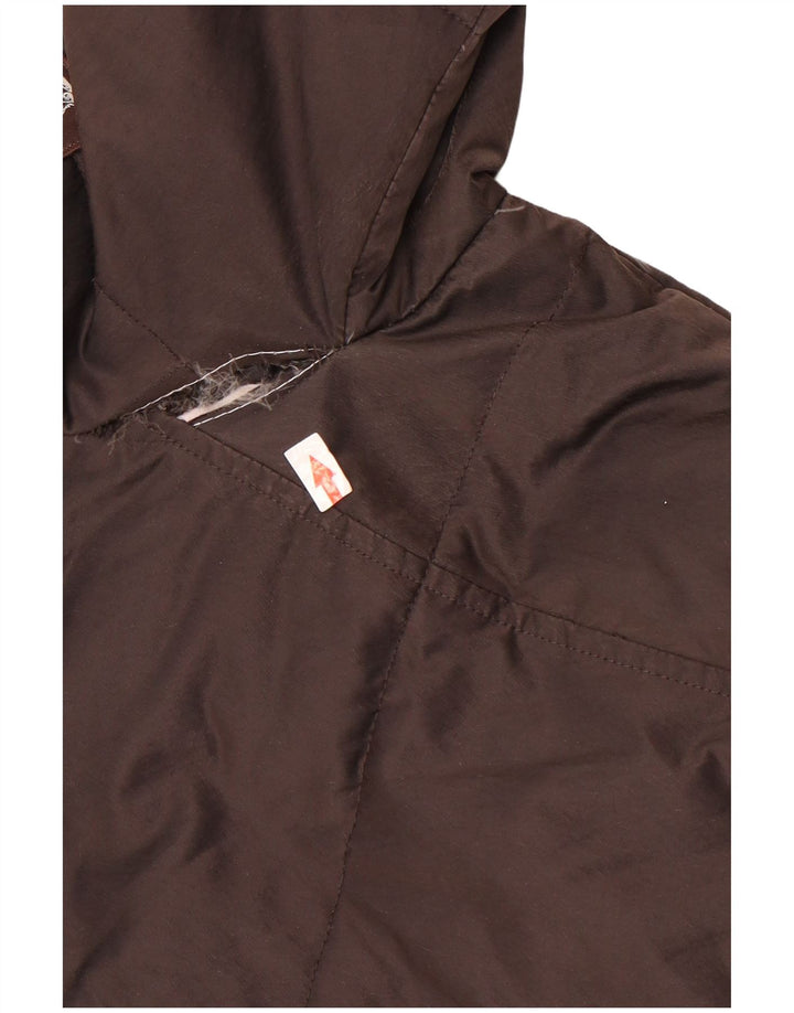 Refrigue Женская объемная стеганая куртка с капюшоном UK 6 XS Коричневый полиэстер