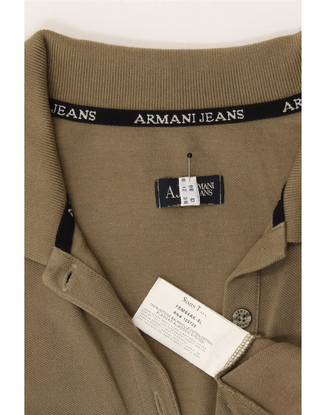 Женская рубашка-поло Armani UK 12, средний цвет хаки, хлопок