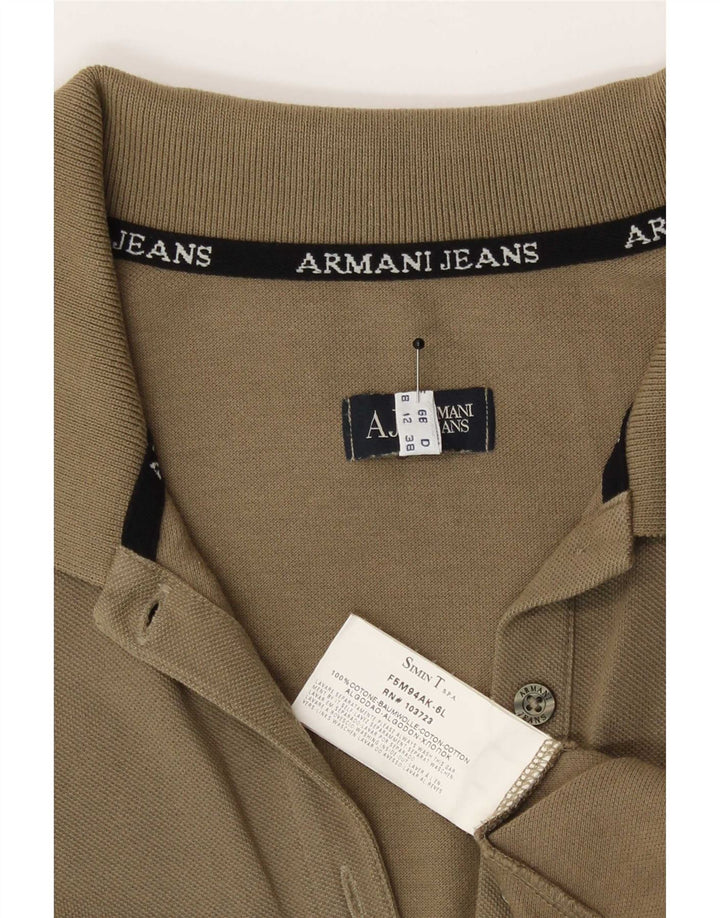 Женская рубашка-поло Armani UK 12, средний цвет хаки, хлопок