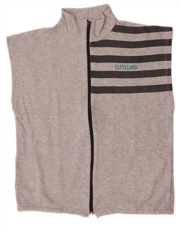 Винтажный мужской спортивный костюм без рукавов, верхняя куртка среднего серого цвета в полоску