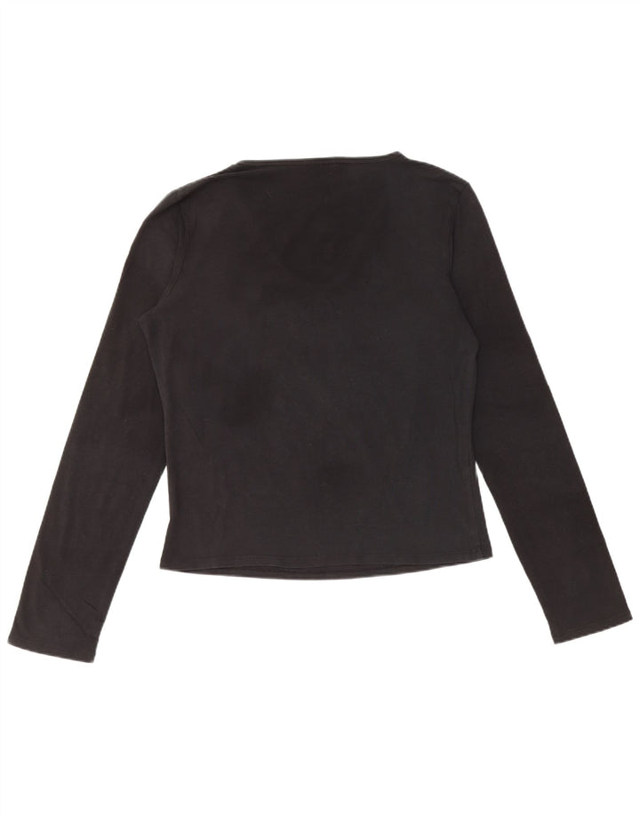 ICEBERG Женский укороченный топ с рисунком с длинным рукавом IT 46, большой черный с цветочным принтом