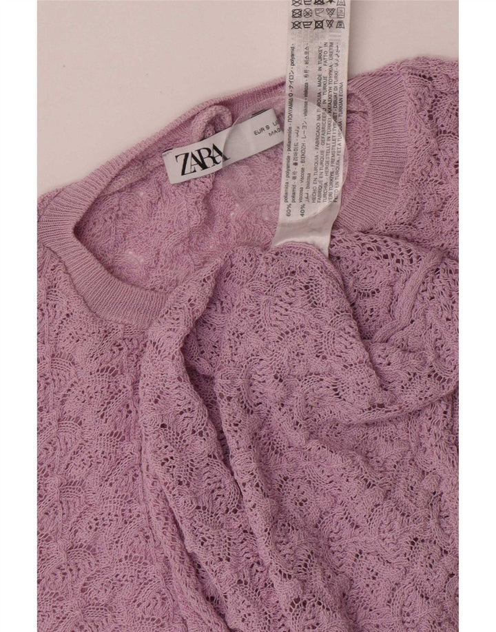 Женский укороченный топ Zara с длинным рукавом UK 10, маленький фиолетовый, полиамид