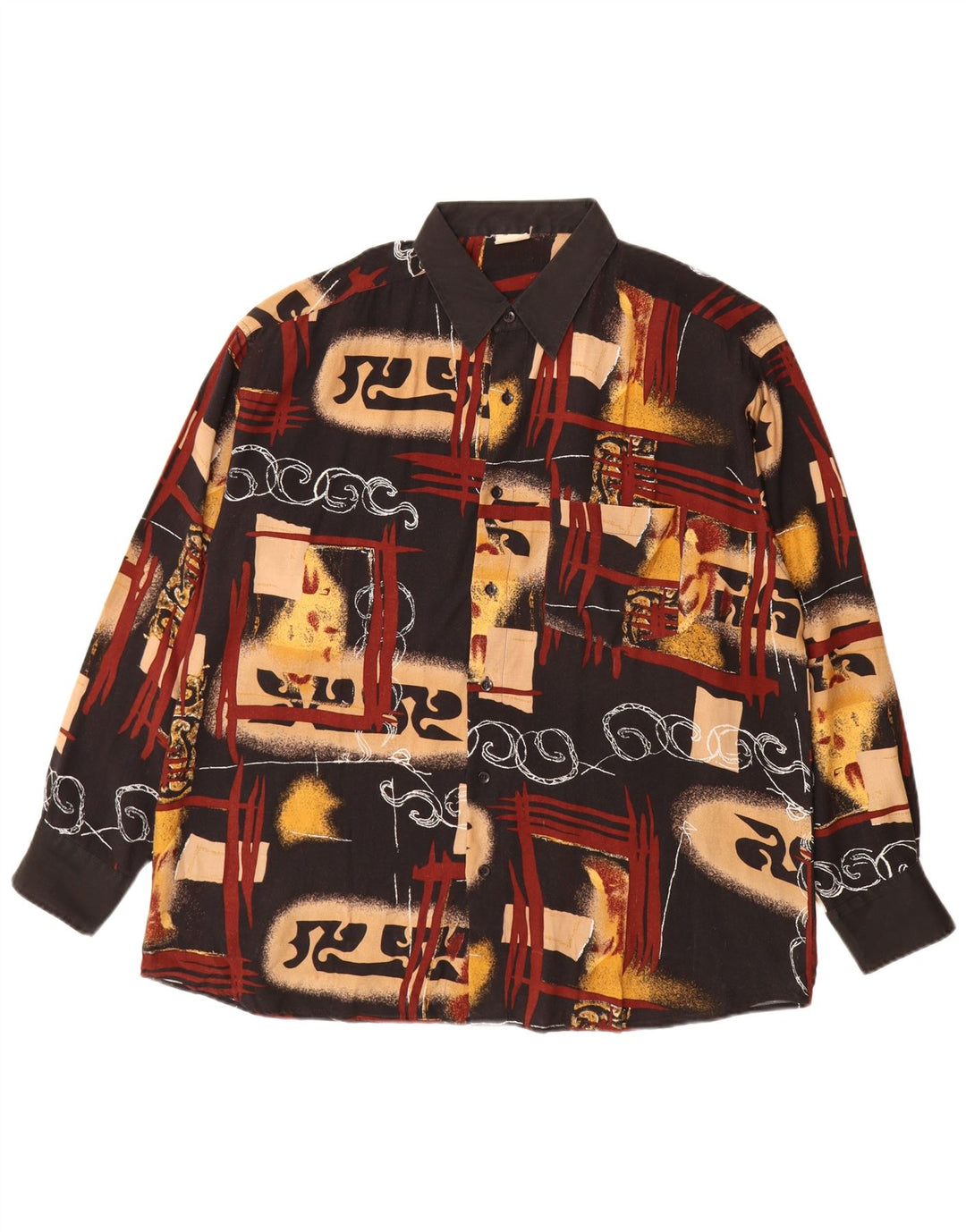 VINTAGE Мужская рубашка с абстрактным узором XL, разноцветная