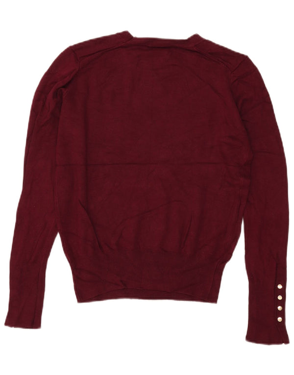 Женский укороченный джемпер с вырезом лодочкой Zara UK 12, средний бордовый цвет