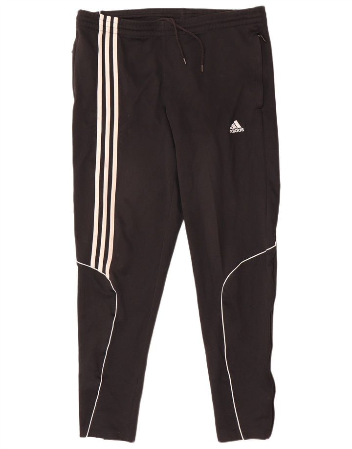 Мужские спортивные брюки Adidas Climalite, средние черные полиэстер с цветными блоками