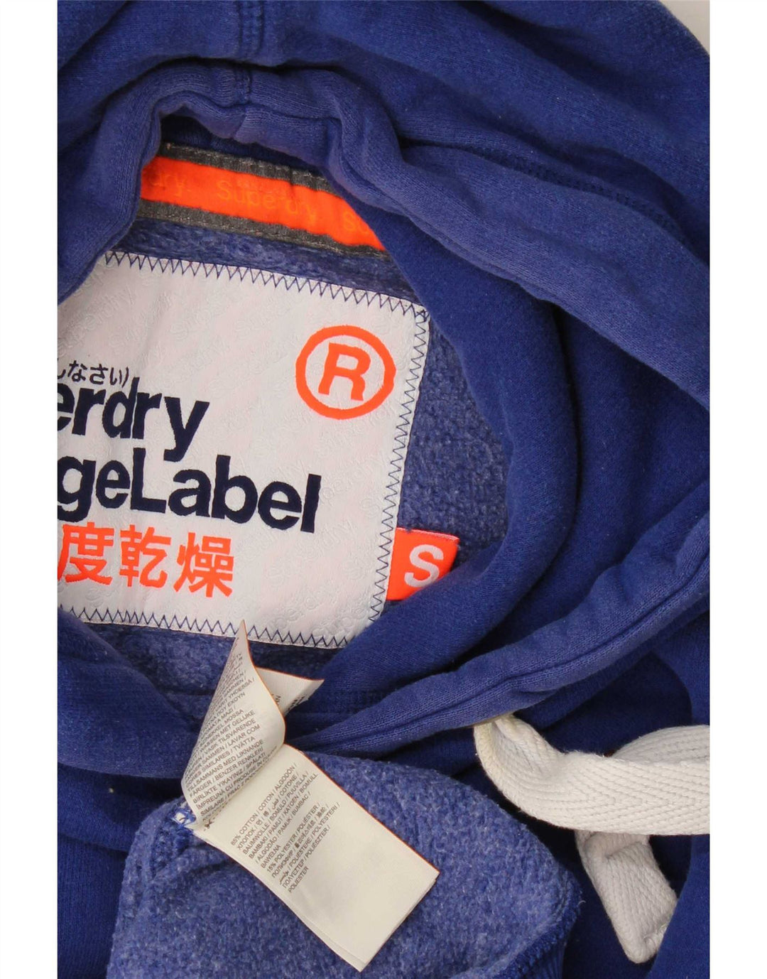 Мужской джемпер с капюшоном Superdry, маленький синий, хлопок