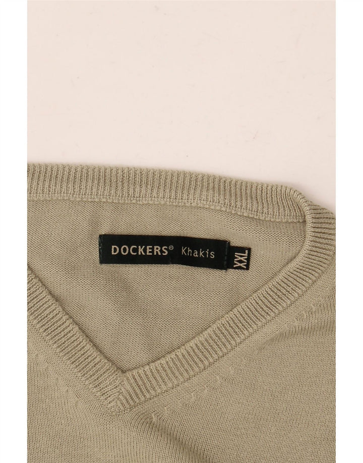 Dockers Мужской Джемпер Хаки с V-образным Вырезом 2XL Хаки