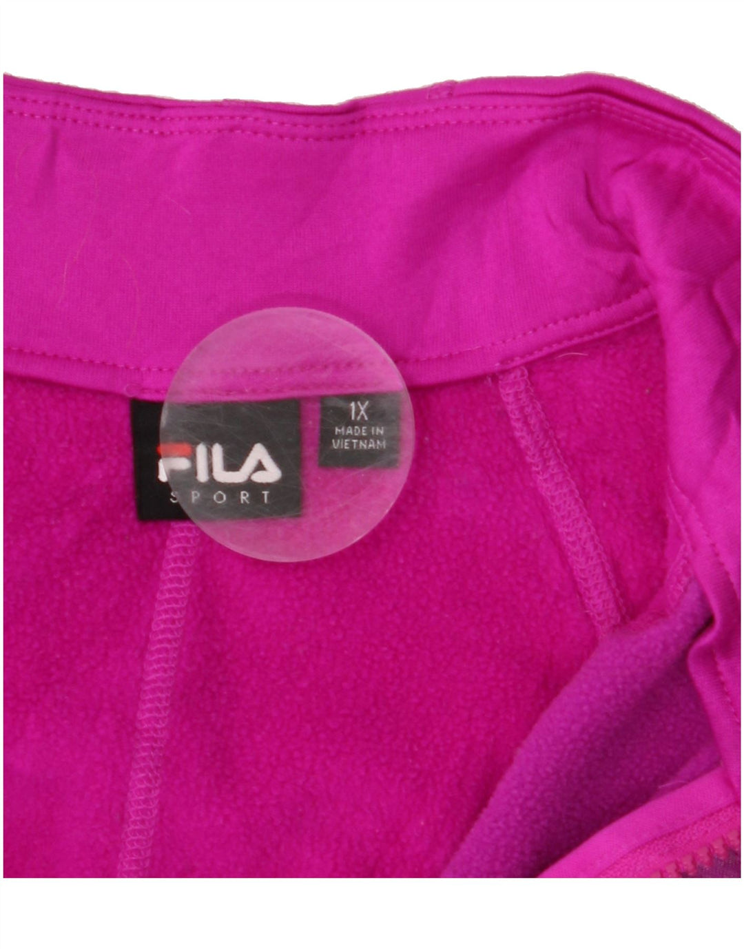 FILA Womens Zip Neck Pullover Tracksuit Top UK 18 XL Purple Colourblock Vintage Fila and Second-Hand Fila from Messina Hembry 