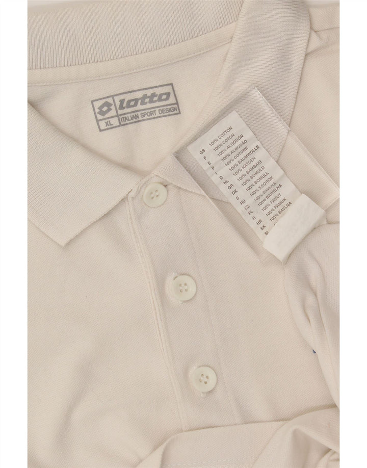 LOTTO Mens Polo Shirt XL Off White Cotton Vintage Lotto and Second-Hand Lotto from Messina Hembry 