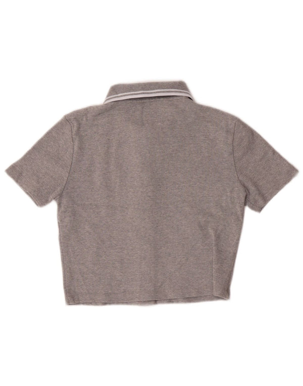 Женская укороченная блузка-рубашка с коротким рукавом Superdry UK 6 XS, серый хлопок с крапинками