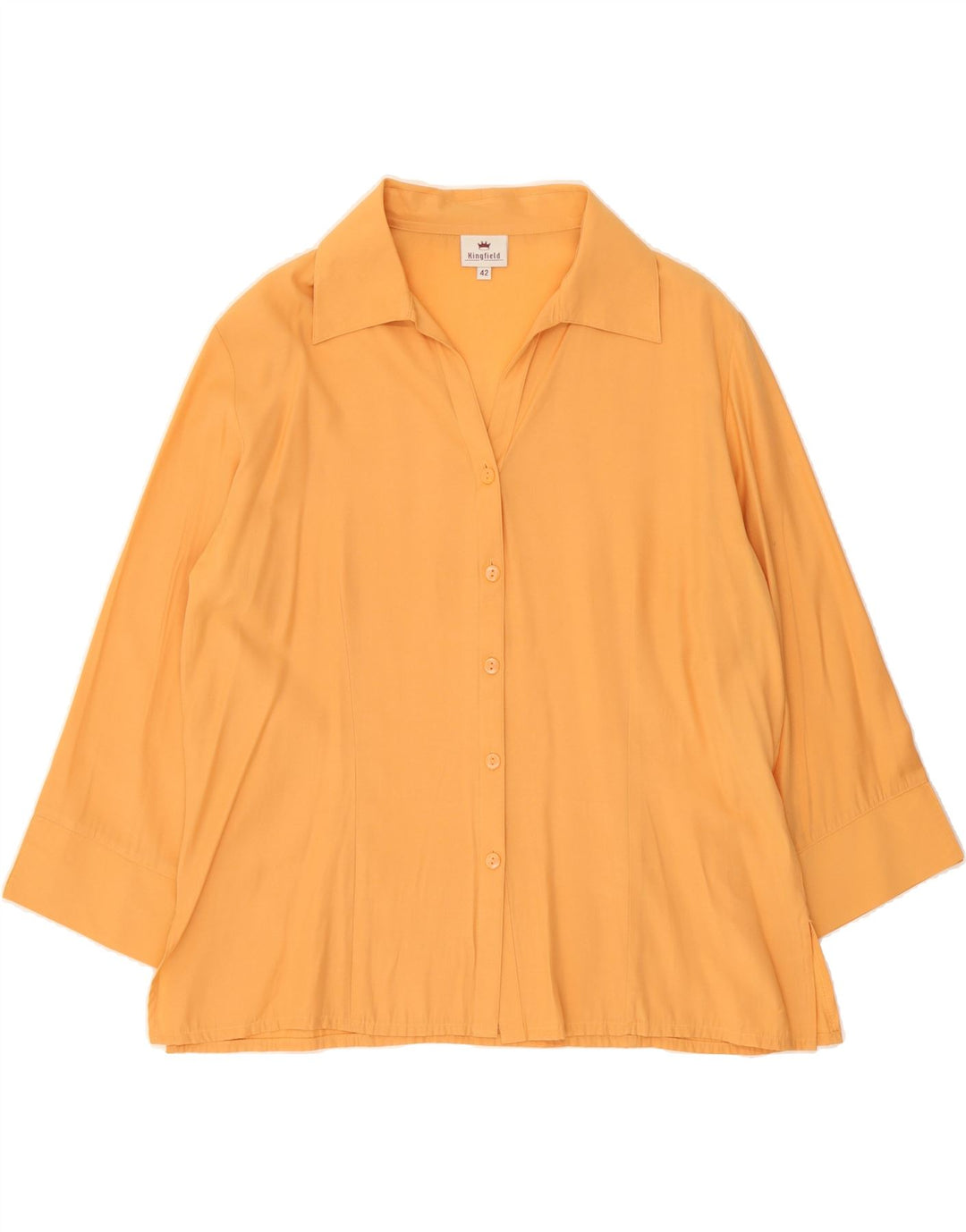 KINGFIELD Womens 3/4 Sleeve Shirt Blouse IT 42 Medium Yellow Viscose Vintage Kingfield and Second-Hand Kingfield from Messina Hembry 
