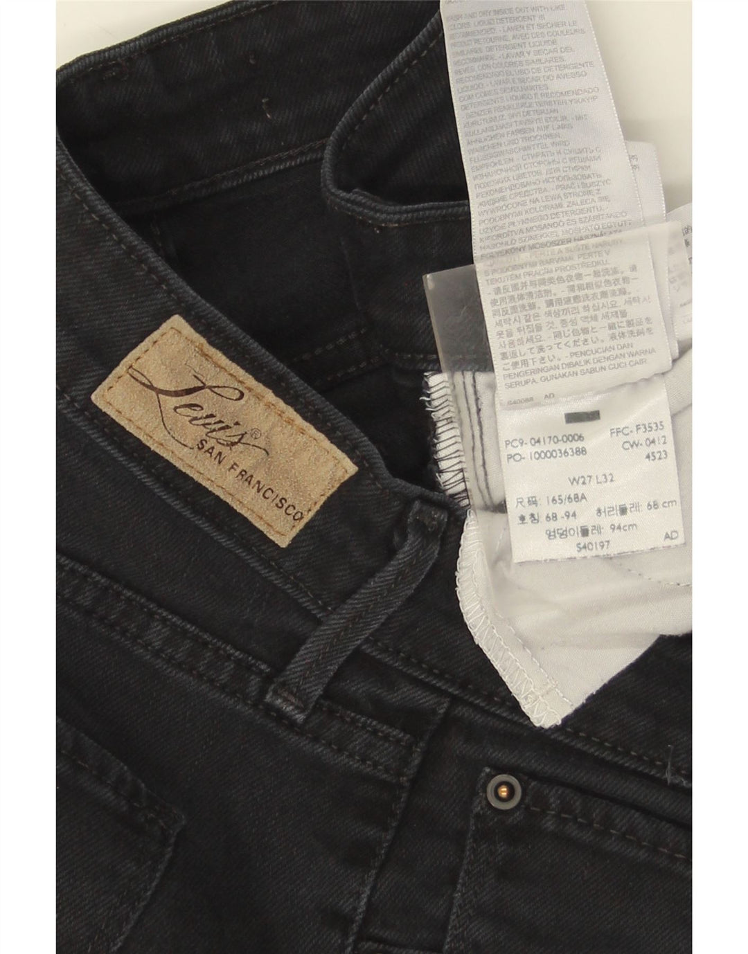 Женские прямые джинсы Levi's W27 L32, черный хлопок