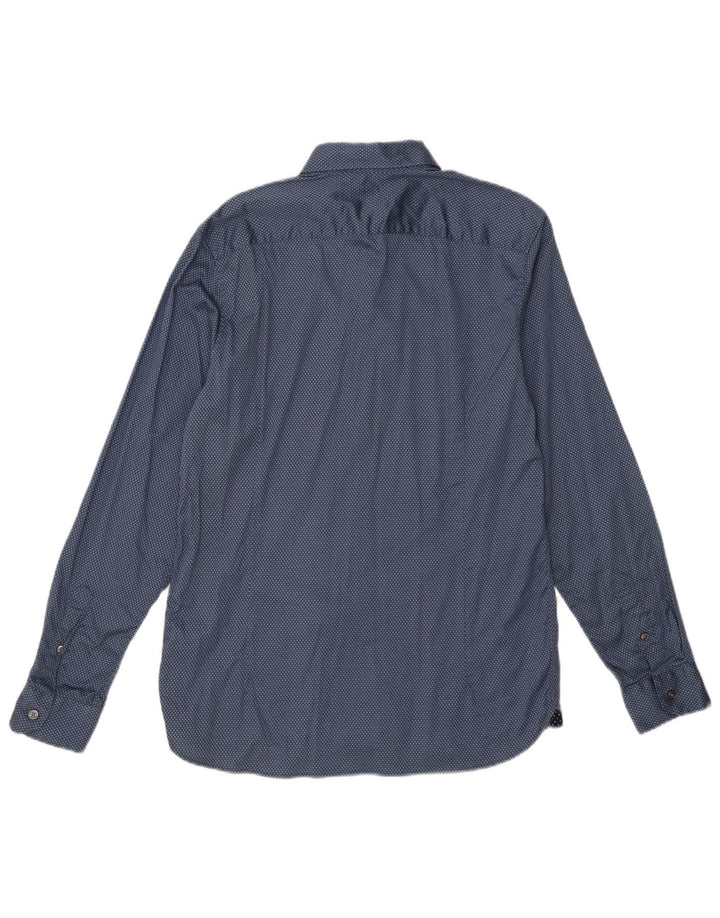 Мужская рубашка Ted Baker, размер 4, большая синяя пятнистая хлопковая рубашка