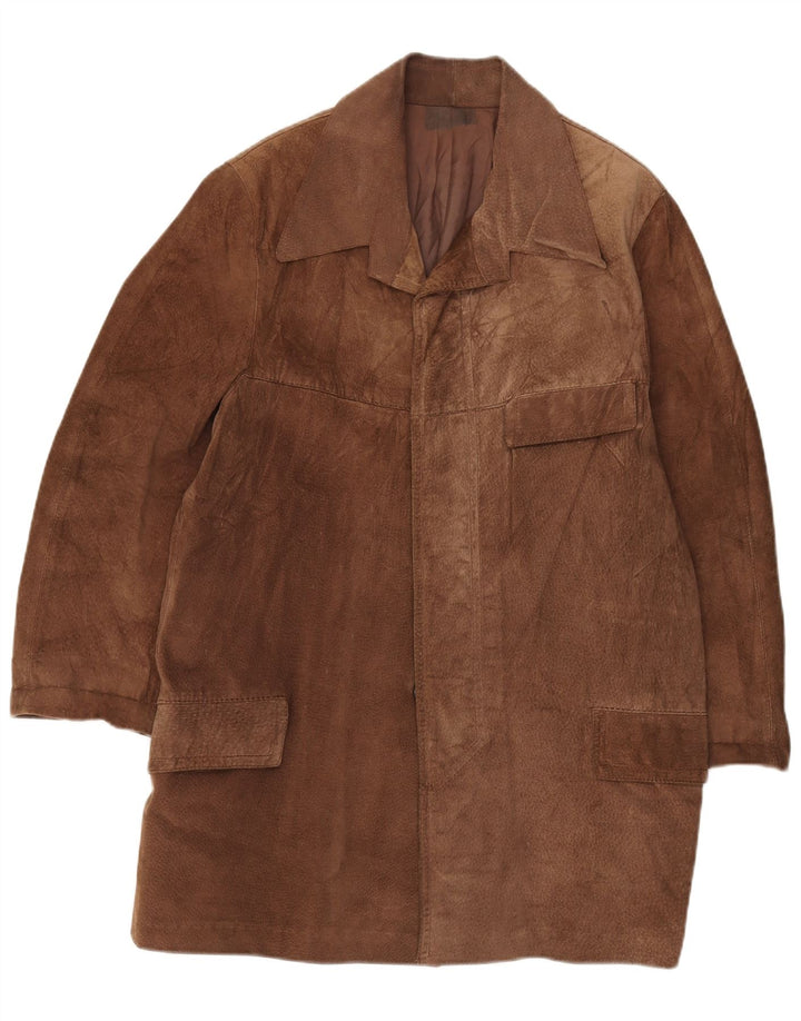 VINTAGE Mens Suede Jacket UK 40 Large Brown