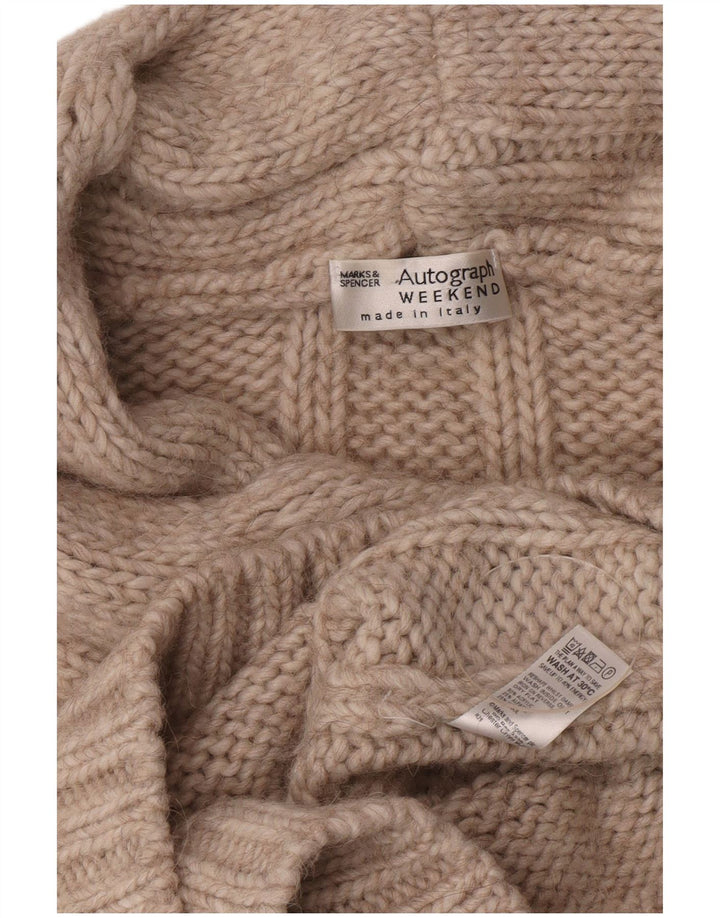Женский джемпер с высоким воротником Marks & Spencer, Великобритания, 8, маленький, бежевый, акрил