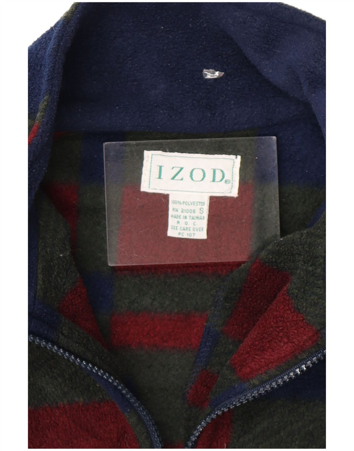 IZOD Мужской флисовый джемпер с воротником на молнии, маленький разноцветный клетчатый полиэстер