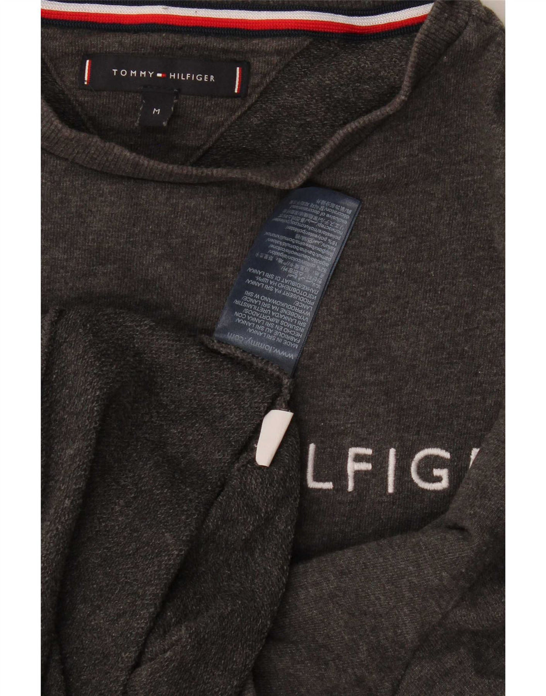 Мужской свитшот с рисунком Tommy Hilfiger, хлопковый джемпер среднего серого цвета