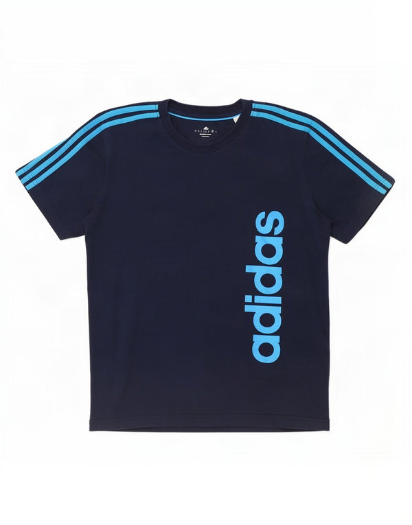 Мужская футболка Adidas Climalite с рисунком, большой темно-синий хлопок